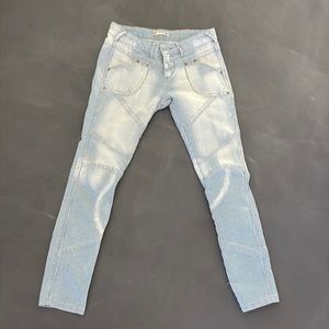 Free People railroad striped moto jeans